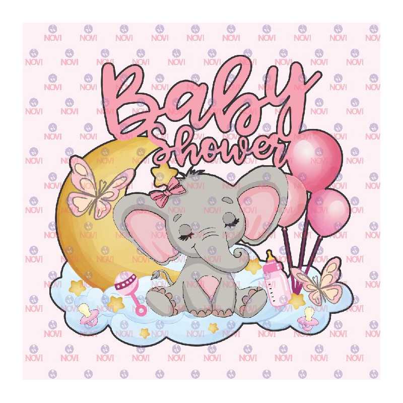 Topper para torta - Baby shower elefante niña