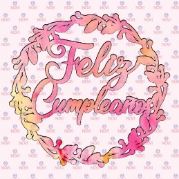 Topper para torta - Feliz cumpleaños laureles rosa