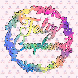 Topper para torta - Feliz cumpleaños laureles arcoiris